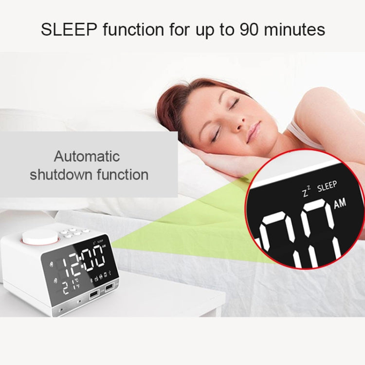 K11 Bluetooth Alarm Clock Speaker Creative Digital Music Clock Display Radio with Dual USB Interface, Support U Disk / TF Card / FM / AUX, US Plug(Black) - Alarm Clocks by buy2fix | Online Shopping UK | buy2fix