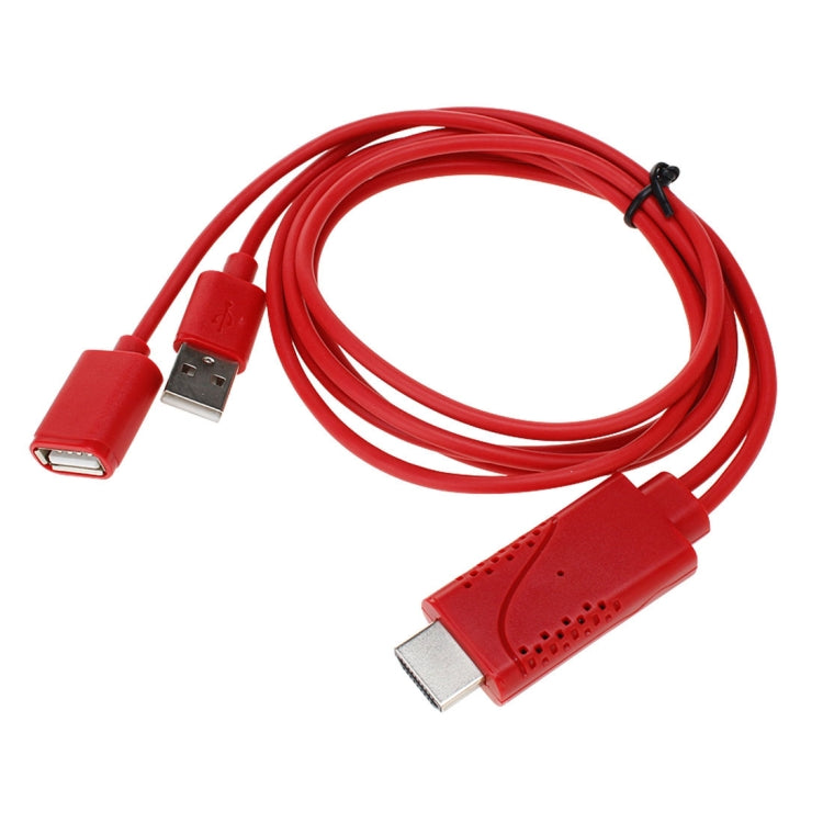 USB Male + USB 2.0 Female to HDMI Phone to HDTV Adapter Cable(Red) - Video & Audio Cable by buy2fix | Online Shopping UK | buy2fix