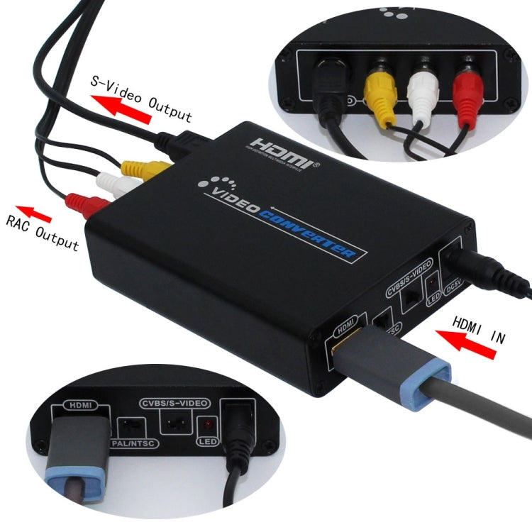 HDMI to Composite / AV S-Video Converter RCA CVBS/L/R Video Converter Adapter, AU Plug - Converter by buy2fix | Online Shopping UK | buy2fix