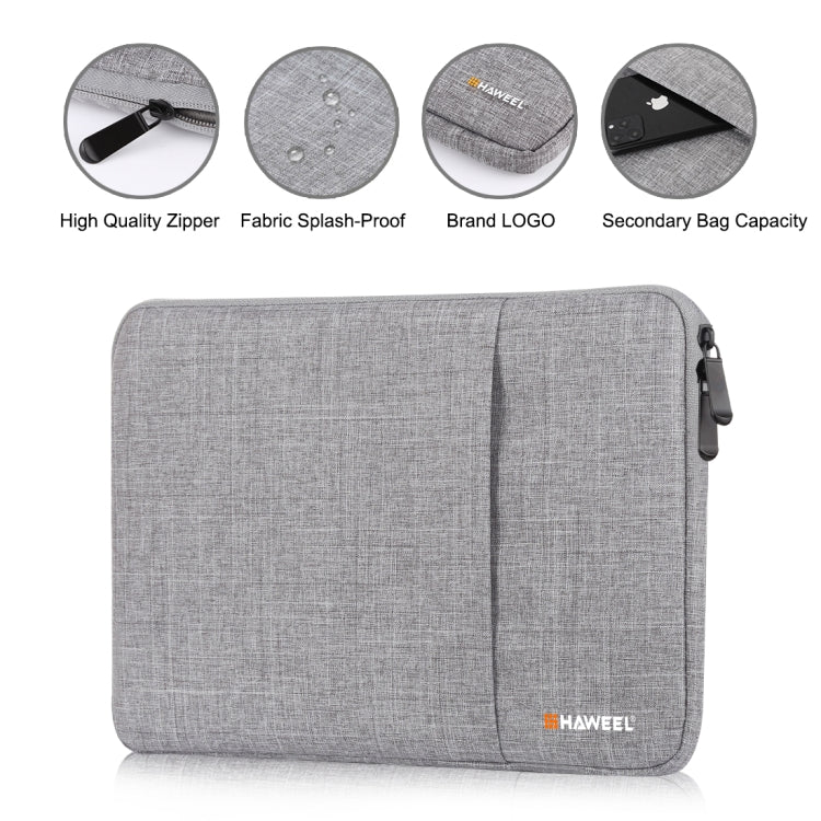 HAWEEL 15.0 inch Sleeve Case Zipper Briefcase Laptop Carrying Bag, For Macbook, Samsung, Lenovo, Sony, DELL Alienware, CHUWI, ASUS, HP, 15 inch and Below Laptops(Grey) - 15 inch by HAWEEL | Online Shopping UK | buy2fix