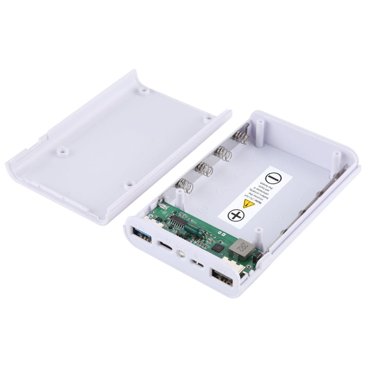 HAWEEL DIY 4x 18650 Battery (Not Included) 12000mAh Dual-way QC Charger Power Bank Shell Box with 2x USB Output & Display,  Support QC 2.0 / QC 3.0 / FCP / SFCP /  AFC / MTK / BC 1.2 / PD(White) - Power Bank Box by buy2fix | Online Shopping UK | buy2fix