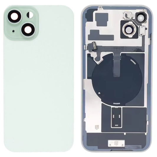 For iPhone 15 Plus Glass Battery Back Cover with Flash Bracket + Wireless Charging Module(Green) - Back Cover by buy2fix | Online Shopping UK | buy2fix