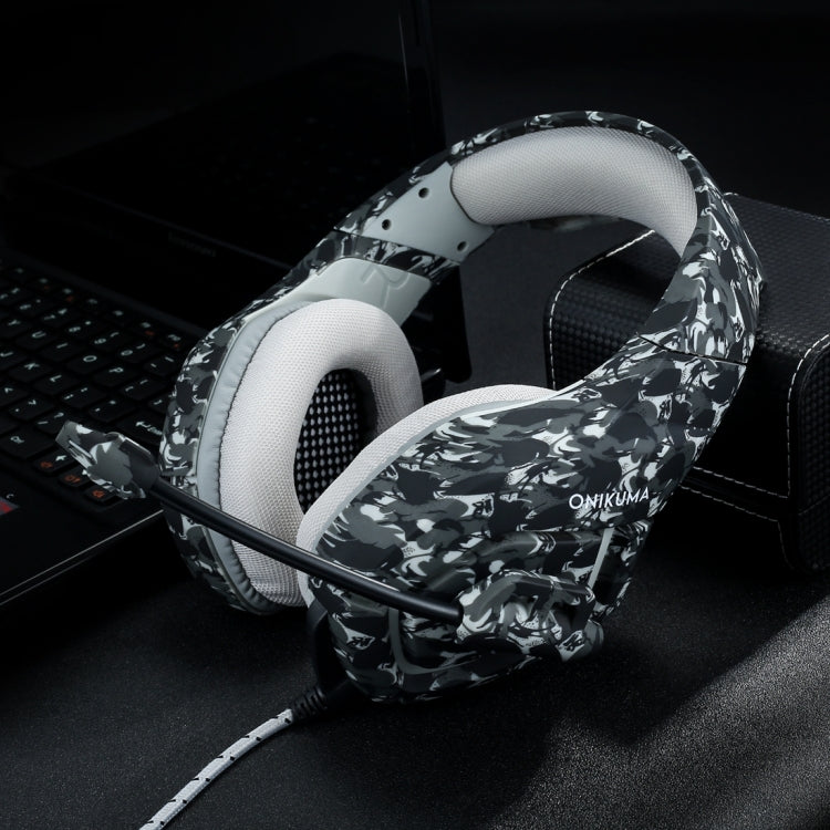 ONIKUMA K1-B Deep Bass Noise Canceling Camouflage Gaming Headphone with Microphone(Grey) - Multimedia Headset by ONIKUMA | Online Shopping UK | buy2fix
