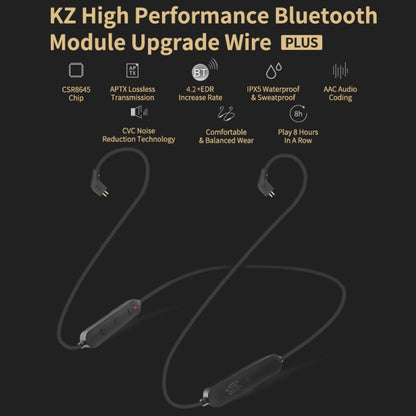 KZ Waterproof High Fidelity Bluetooth Upgrade Cable for KZ ZSN Earphones(Black) - Cable & Splitter by KZ | Online Shopping UK | buy2fix