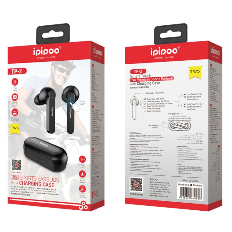 ipipoo TP-2 TWS Bluetooth V5.0 Headset(Black) - TWS Earphone by ipipoo | Online Shopping UK | buy2fix