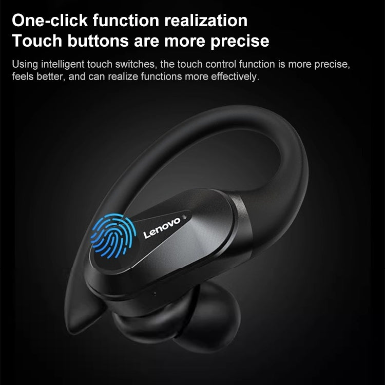 Lenovo LP75 IPX5 Waterproof Ear-mounted Bluetooth Earphone with LED Digital Display (Black) - Bluetooth Earphone by Lenovo | Online Shopping UK | buy2fix