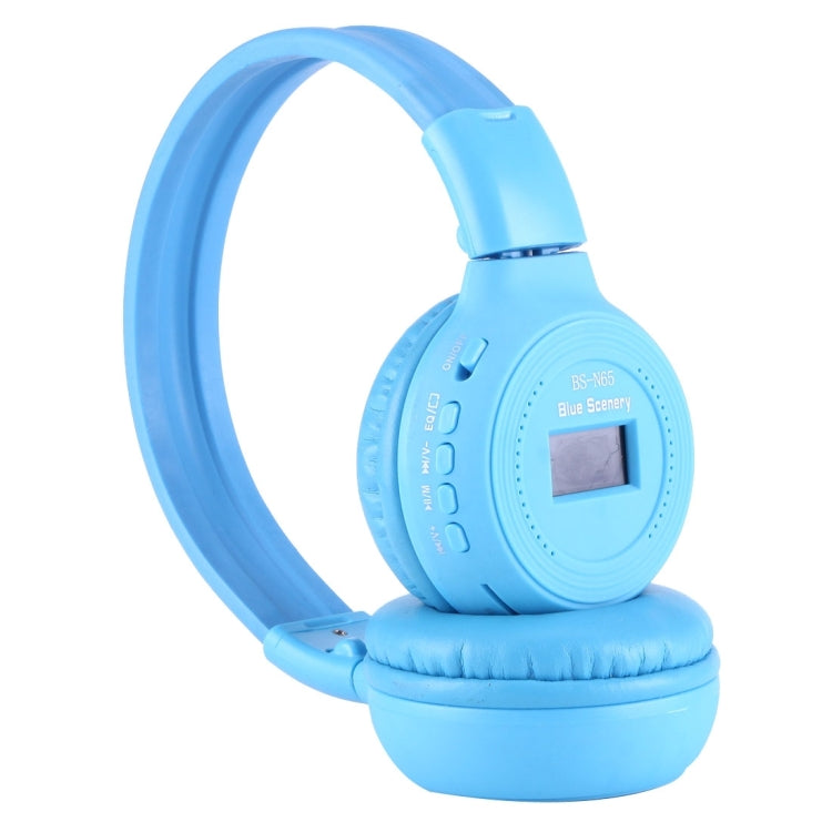 BS-N65 Headband Folding Stereo HiFi Wireless Headphone Headset with LCD Screen & TF Card Slot & LED Indicator Light & FM Function(Blue) - Headset & Headphone by buy2fix | Online Shopping UK | buy2fix