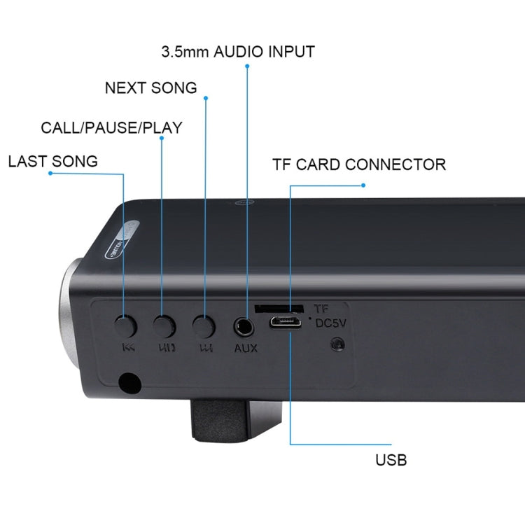 Soundbar LP-08 CE0152 USB MP3 Player 2.1CH Bluetooth Wireless Sound Bar Speaker with Remote Control (Black Black) - Desktop Speaker by buy2fix | Online Shopping UK | buy2fix