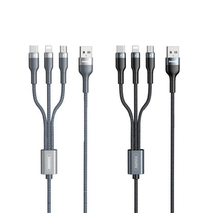 REMAX RC-070TH 1.2m 2A 3 in 1 USB to 8 Pin & USB-C / Type-C & Micro USB Charging Cable(Silver) - Multifunction Cable by REMAX | Online Shopping UK | buy2fix