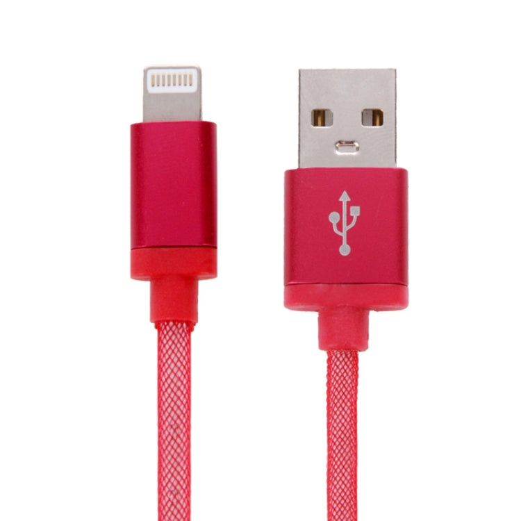 1m Net Style Metal Head 8 Pin to USB Data / Charger Cable(Red) - Normal Style Cable by buy2fix | Online Shopping UK | buy2fix
