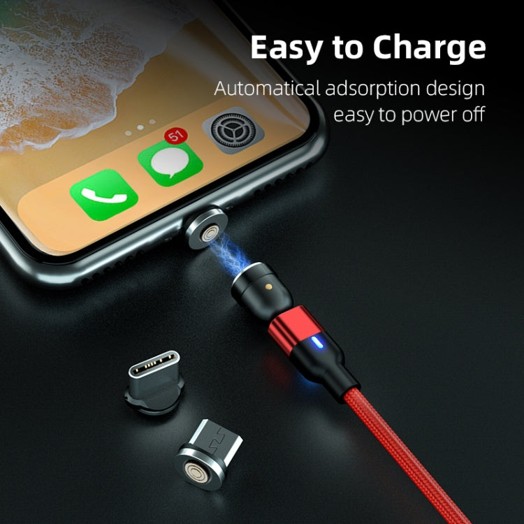 2m 3A Output 3 in 1 USB to 8 Pin + USB-C / Type-C + Micro USB 540 Degree Rotating Magnetic Data Sync Charging Cable(Red) - Charging Cable & Head by buy2fix | Online Shopping UK | buy2fix