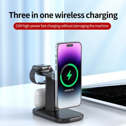 JJT-A70 15W 3 in 1 Multifunctional Magnetic Wireless Charging Holder (Black) - Wireless Charger by buy2fix | Online Shopping UK | buy2fix