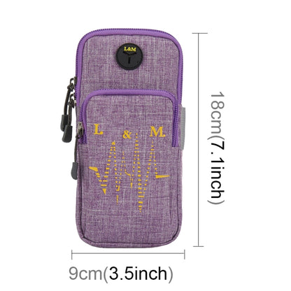 Universal 6.2 inch or Under Phone Zipper Double Bag Multi-functional Sport Arm Case with Earphone Hole(Purple) - 5.5~6.5 inch by buy2fix | Online Shopping UK | buy2fix