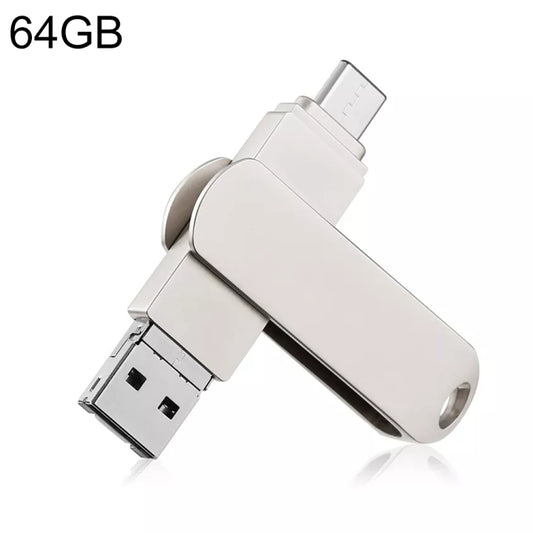 RQW-10X 3 in 1 USB 2.0 & 8 Pin & USB-C / Type-C 64GB Flash Drive, for iPhone & iPad & iPod & Most Android Smartphones & PC Computer - U Disk & Card Reader by buy2fix | Online Shopping UK | buy2fix