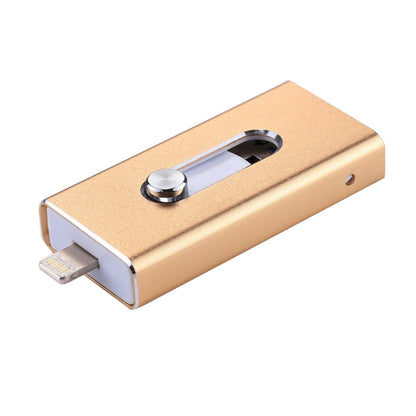 RQW-02 3 in 1 USB 2.0 & 8 Pin & Micro USB 32GB Flash Drive(Gold) - U Disk & Card Reader by buy2fix | Online Shopping UK | buy2fix