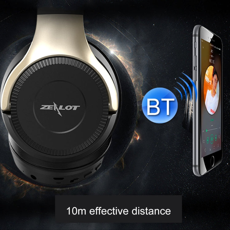 ZEALOT B26T Stereo Wired Wireless Bluetooth 4.0 Subwoofer Headset with 3.5mm Universal Audio Cable Jack & HD Microphone, For Mobile Phones & Tablets & Laptops, Support 32GB TF Card Maximum(Gold) - Headset & Headphone by ZEALOT | Online Shopping UK | buy2fix