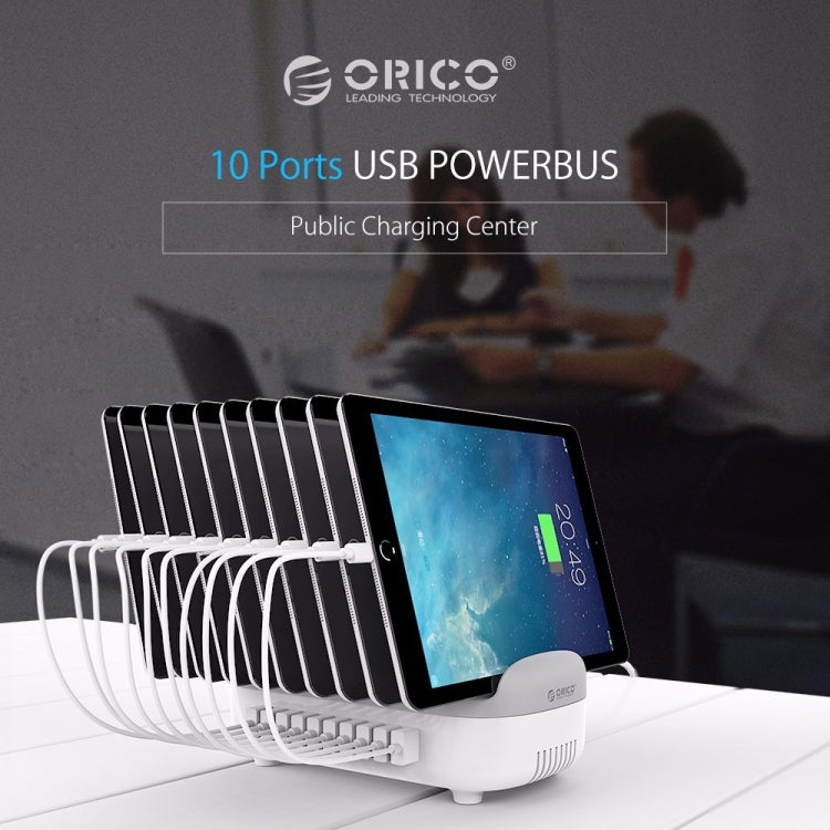 ORICO DUK-10P 120W 10 USB Ports Smart Charging Station with Phone & Tablet Stand, US Plug(Black) - Multifunction Charger by ORICO | Online Shopping UK | buy2fix