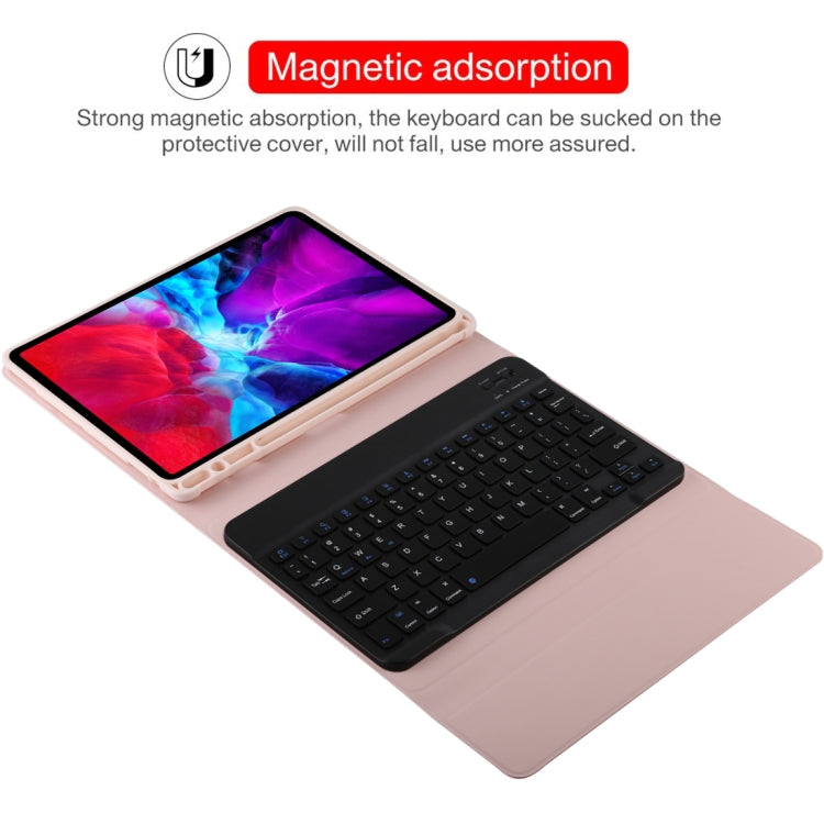 TG11B Detachable Bluetooth Black Keyboard + Microfiber Leather Tablet Case for iPad Pro 11 inch (2020), with Pen Slot & Holder (Pink) - For iPad Pro by buy2fix | Online Shopping UK | buy2fix