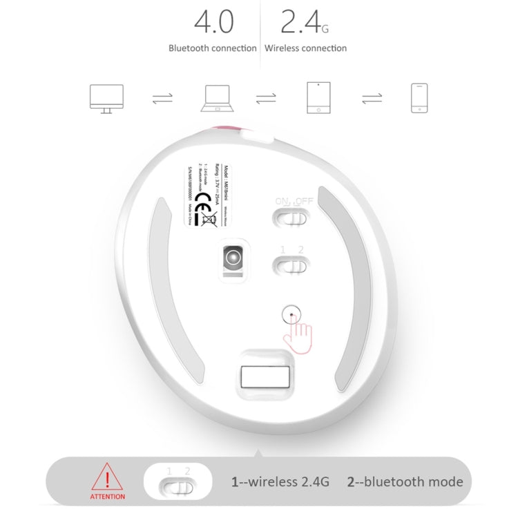 DELUX M618 Mini 2.4G Wireless 2400DPI USB Rechargeable Ergonomic Vertical Mouse (White) - Wireless Mice by DELUX | Online Shopping UK | buy2fix