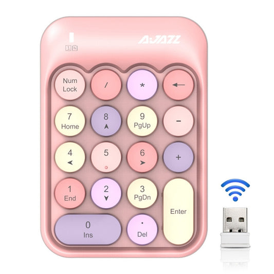 Ajazz AK18 2.4G Mini Wireless Mixed Color Keys Numeric Keyboard (Pink) - Wireless Keyboard by Ajazz | Online Shopping UK | buy2fix