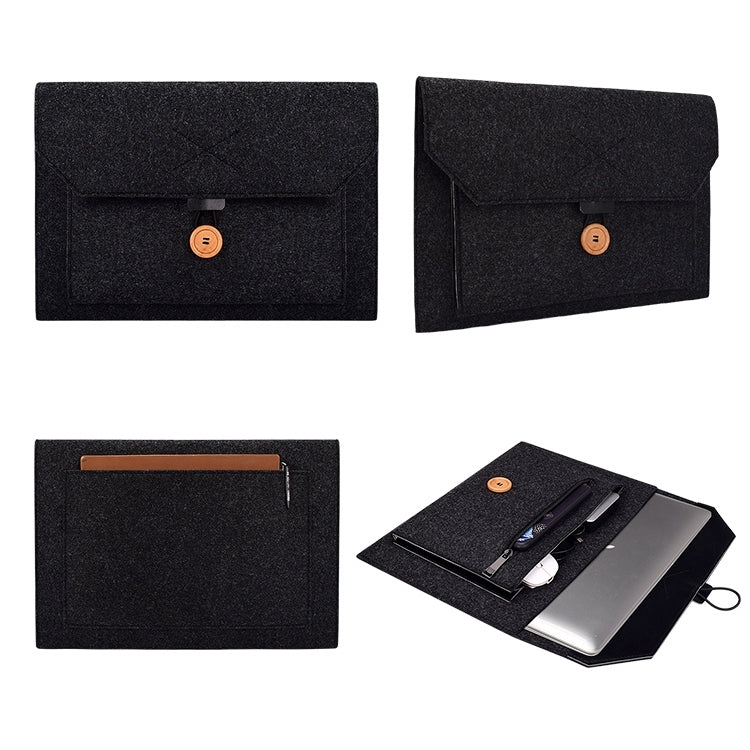 ND06 Multi-purpose Felt Button Laptop Inner Bag for 15.4 inch Laptop(Black) - 15 inch by buy2fix | Online Shopping UK | buy2fix