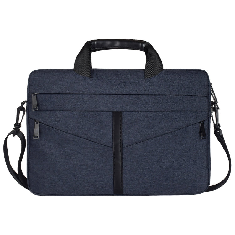 14.1 inch Breathable Wear-resistant Fashion Business Shoulder Handheld Zipper Laptop Bag with Shoulder Strap (Navy Blue) - 14.1 inch by buy2fix | Online Shopping UK | buy2fix