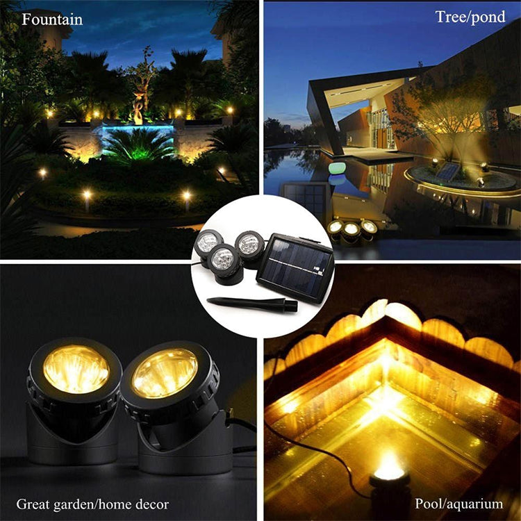 Two Heads LED Outdoor Waterproof Solar Underwater Spotlight Floodlight - Underwater Lights by buy2fix | Online Shopping UK | buy2fix