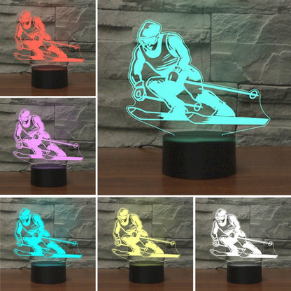 Skiing Shape 3D Colorful LED Vision Light Table Lamp, 16 Colors Remote Control Version - Novelty Lighting by buy2fix | Online Shopping UK | buy2fix