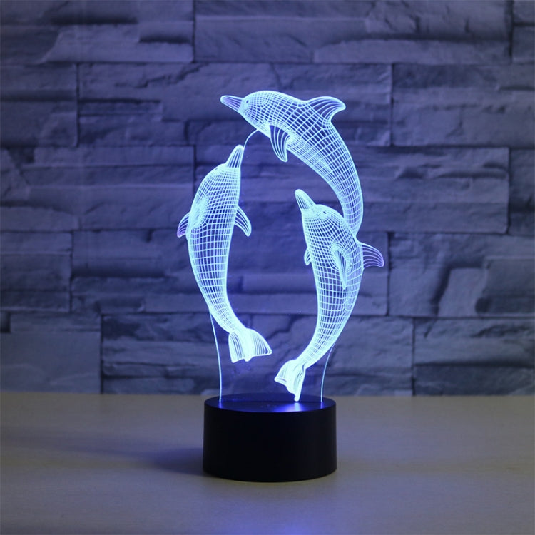 Three Dolphins Shape 3D Colorful LED Vision Light Table Lamp, Crack Remote Control Version - Novelty Lighting by buy2fix | Online Shopping UK | buy2fix