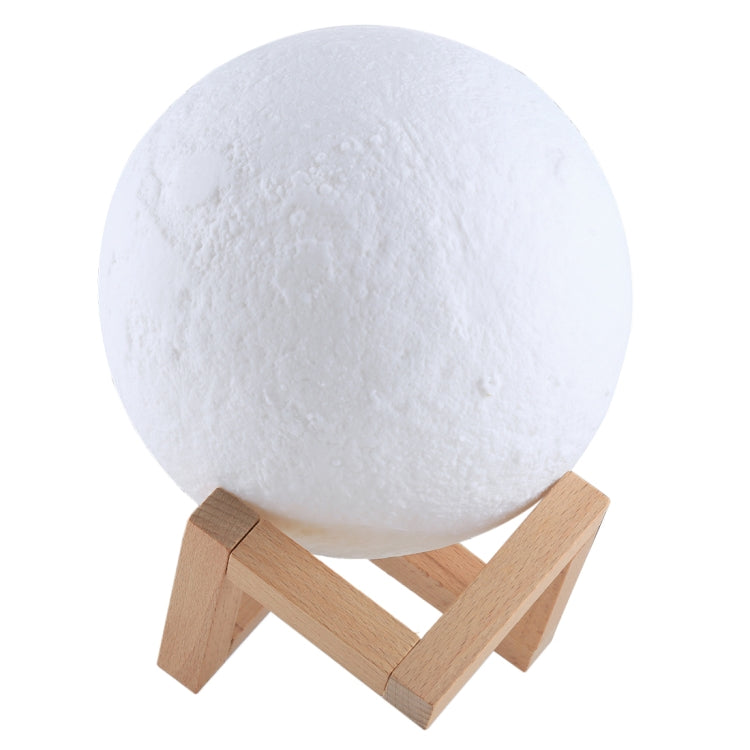 8cm Touch Control 3D Print Moon Lamp, USB Charging 7-color Changing LED Energy-saving Night Light with Wooden Holder Base - Night Lights by buy2fix | Online Shopping UK | buy2fix