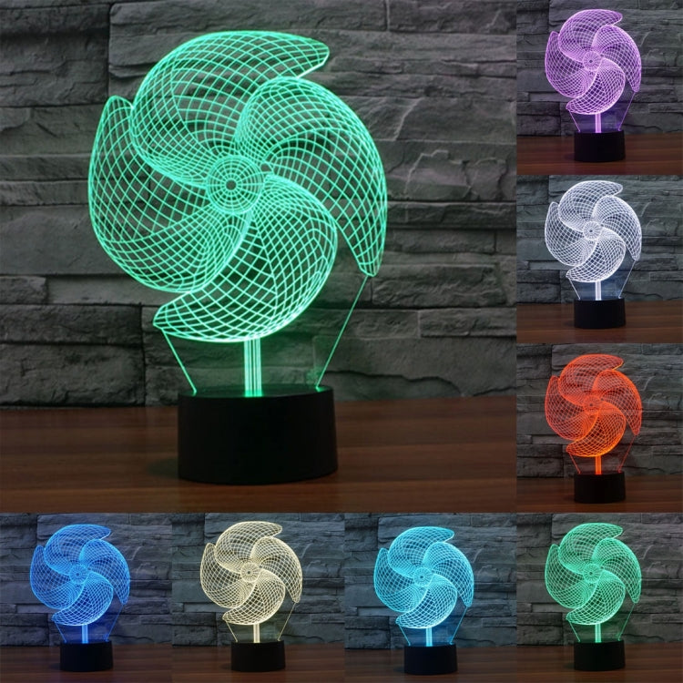 Big Pinwheel Style 3D Touch Switch Control LED Light , 7 Color Discoloration Creative Visual Stereo Lamp Desk Lamp Night Light - Novelty Lighting by buy2fix | Online Shopping UK | buy2fix