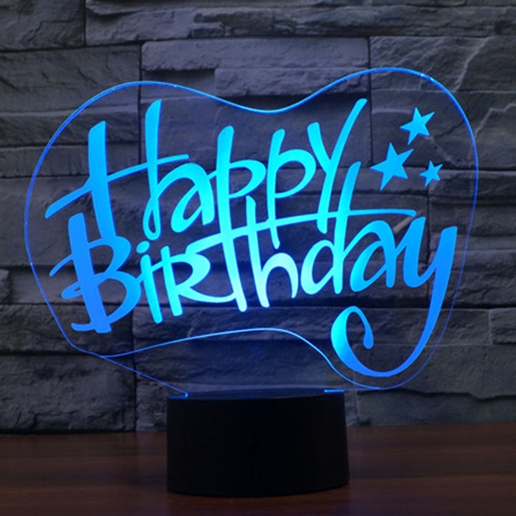 Happy Birthday Style 3D Touch Switch Control LED Light , 7 Color Discoloration Creative Visual Stereo Lamp Desk Lamp Night Light - Novelty Lighting by buy2fix | Online Shopping UK | buy2fix