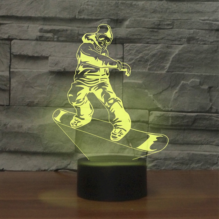 Skate Boy Shape 3D Colorful LED Vision Light Table Lamp, USB Touch Version - Novelty Lighting by buy2fix | Online Shopping UK | buy2fix