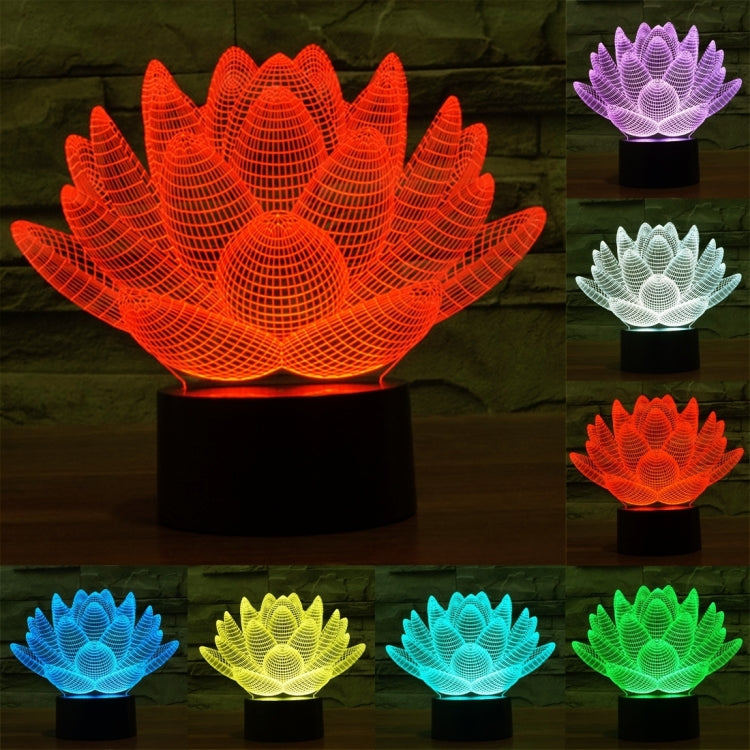 Lotus Style 3D Touch Switch Control LED Light , 7 Color Discoloration Creative Visual Stereo Lamp Desk Lamp Night Light - Novelty Lighting by buy2fix | Online Shopping UK | buy2fix