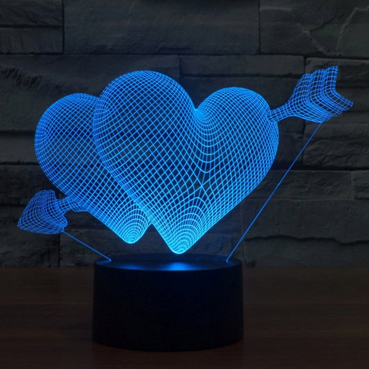 Arrow Through Heart Style 3D Touch Switch Control LED Light , 7 Colour Discoloration Creative Visual Stereo Lamp Desk Lamp Night Light - Novelty Lighting by buy2fix | Online Shopping UK | buy2fix