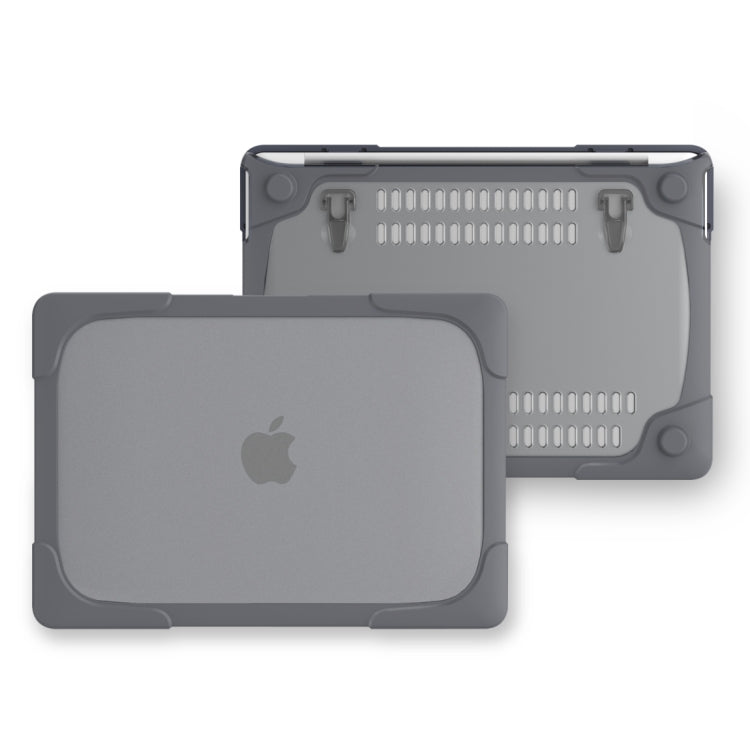 For Macbook Pro 13.3 inch (A1708) & with Touchbar (A1706) Laptop TPU + PC Folding Shockproof Protective Case with Holder(Grey) - MacBook Pro Cases by buy2fix | Online Shopping UK | buy2fix