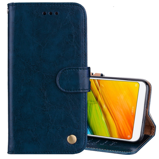 For Xiaomi Redmi 5 Oil Wax Texture Horizontal Flip Leather Case with Holder & Card Slots & Wallet(Blue) - Xiaomi Cases by buy2fix | Online Shopping UK | buy2fix