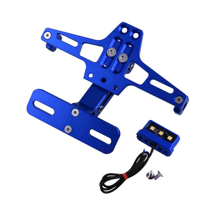 LPF013 Motorcycle Modification Accessories Universal Aircraft Shape Aluminum Alloy License Plate Bracket with LED Lights (Blue) - Others by buy2fix | Online Shopping UK | buy2fix