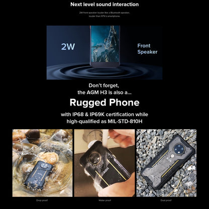 [HK Warehouse] AGM H3 EU Version Rugged Phone, Night Vision Camera, 4GB+64GB - AGM by AGM | Online Shopping UK | buy2fix