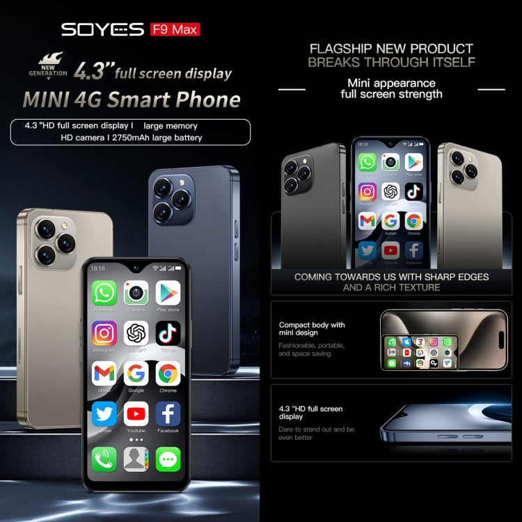 SOYES F9 Max, 6GB+128GB, 4.3 inch Android 12 MTK6762 Octa Core, Network: 4G, OTG, Dual SIM (Champagne Gold) - SOYES by SOYES | Online Shopping UK | buy2fix