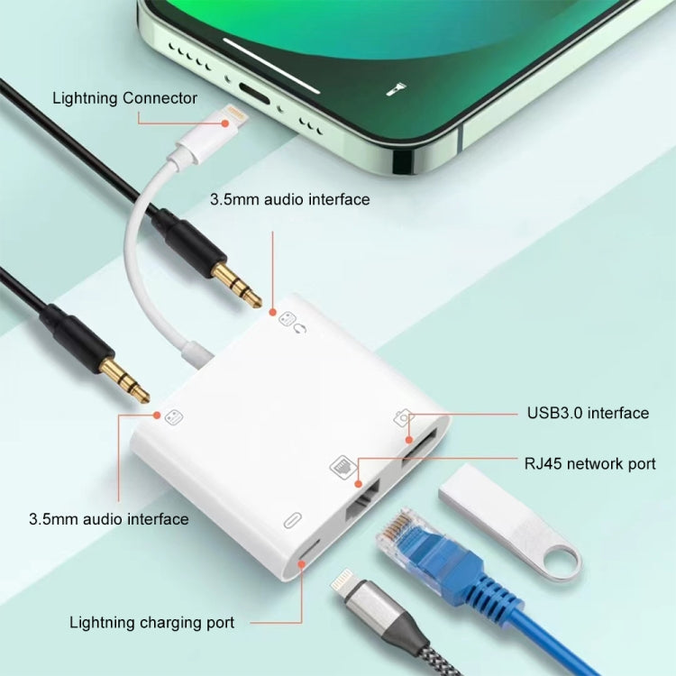 S-330 5 in 1 8 Pin Male to 8 Pin / USB3.0 / RJ45 / 3.5mm Female Adapter - Converter & Adapter by buy2fix | Online Shopping UK | buy2fix