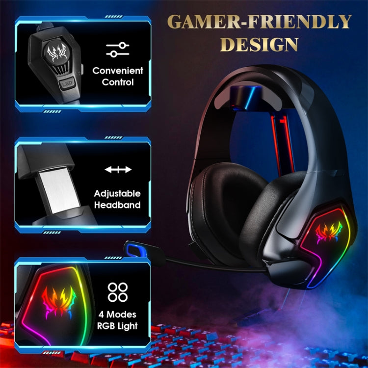 KOTION EACH G3000 3.5mm & USB Plug Stereo RGB Light Gaming Headset with Omni-directional Mic, Cable Length: 1.9m (Black) - Multimedia Headset by KOTION EACH | Online Shopping UK | buy2fix