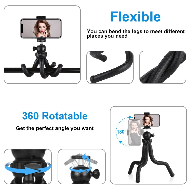 PULUZ Mini Octopus Flexible Tripod Holder with Ball Head & Phone Clamp + Tripod Mount Adapter & Long Screw for SLR Cameras, GoPro, Cellphone, Size: 30cmx5cm - Portable Mini Tripod by PULUZ | Online Shopping UK | buy2fix