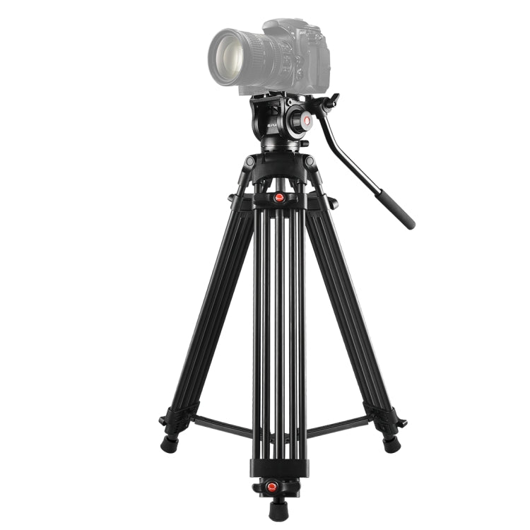 PULUZ Professional Heavy Duty Video Camcorder Aluminum Alloy Tripod with Fluid Drag Head for DSLR / SLR Camera, Adjustable Height: 80-160cm(Black) - Tripods by PULUZ | Online Shopping UK | buy2fix