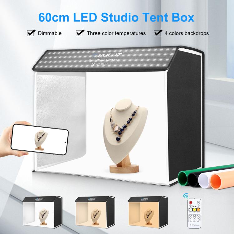 PULUZ Photo Studio Light Box Portable 60 x 40cm Cuboid Photography Studio Tent Kit with 4 Color Backdrops (EU Plug) -  by PULUZ | Online Shopping UK | buy2fix