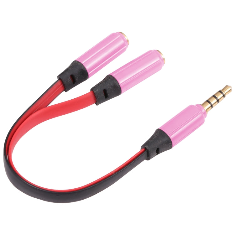 Noodle Style Aux Audio Cable 3.5mm Male to 2 x Female Splitter Connector, Compatible with Phones, Tablets, Headphones, MP3 Player, Car/Home Stereo & More(Pink) - Cable & Splitter by buy2fix | Online Shopping UK | buy2fix