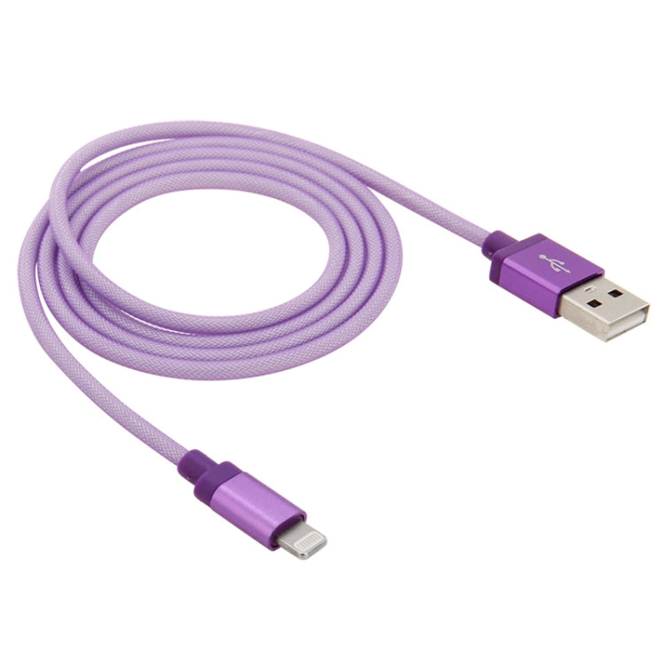 Net Style Metal Head 8 Pin to USB Data / Charger Cable, Cable Length: 1m(Purple) - Normal Style Cable by buy2fix | Online Shopping UK | buy2fix