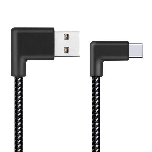 2m 2A USB to USB-C / Type-C Nylon Weave Style Double Elbow Data Sync Charging Cable - USB-C & Type-C Cable by buy2fix | Online Shopping UK | buy2fix