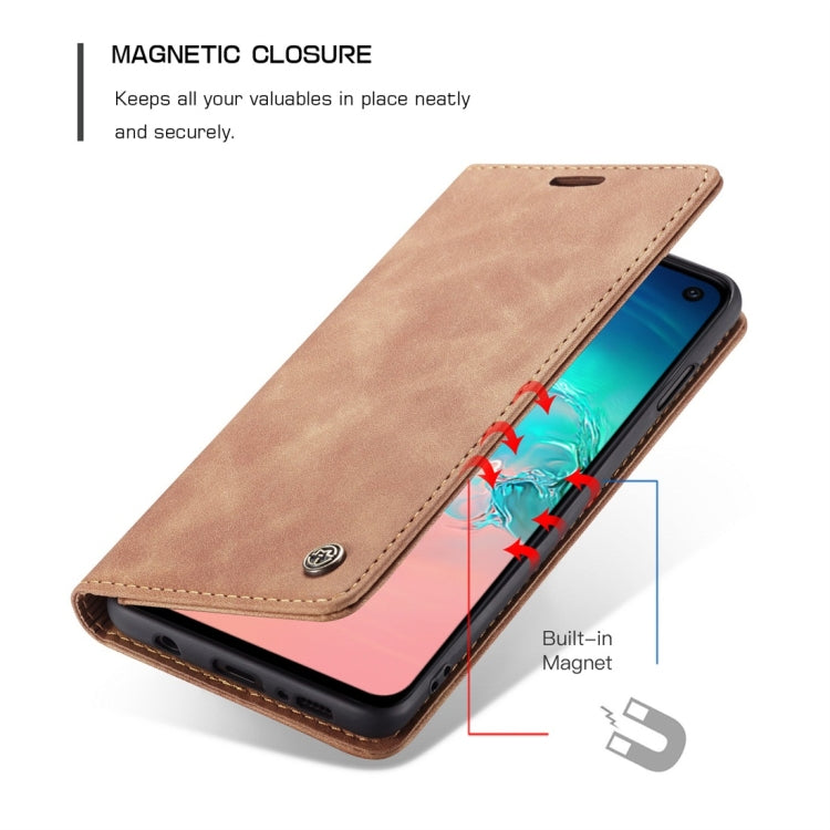 CaseMe-013 Multifunctional Retro Frosted Horizontal Flip Leather Case for Galaxy S10 E, with Card Slot & Holder & Wallet (Brown) - Galaxy Phone Cases by CaseMe | Online Shopping UK | buy2fix