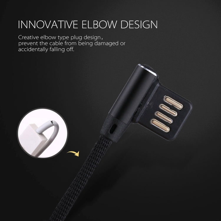 1m 2.4A Output USB to USB-C / Type-C Double Elbow Design Nylon Weave Style Data Sync Charging Cable(Black) - USB-C & Type-C Cable by buy2fix | Online Shopping UK | buy2fix
